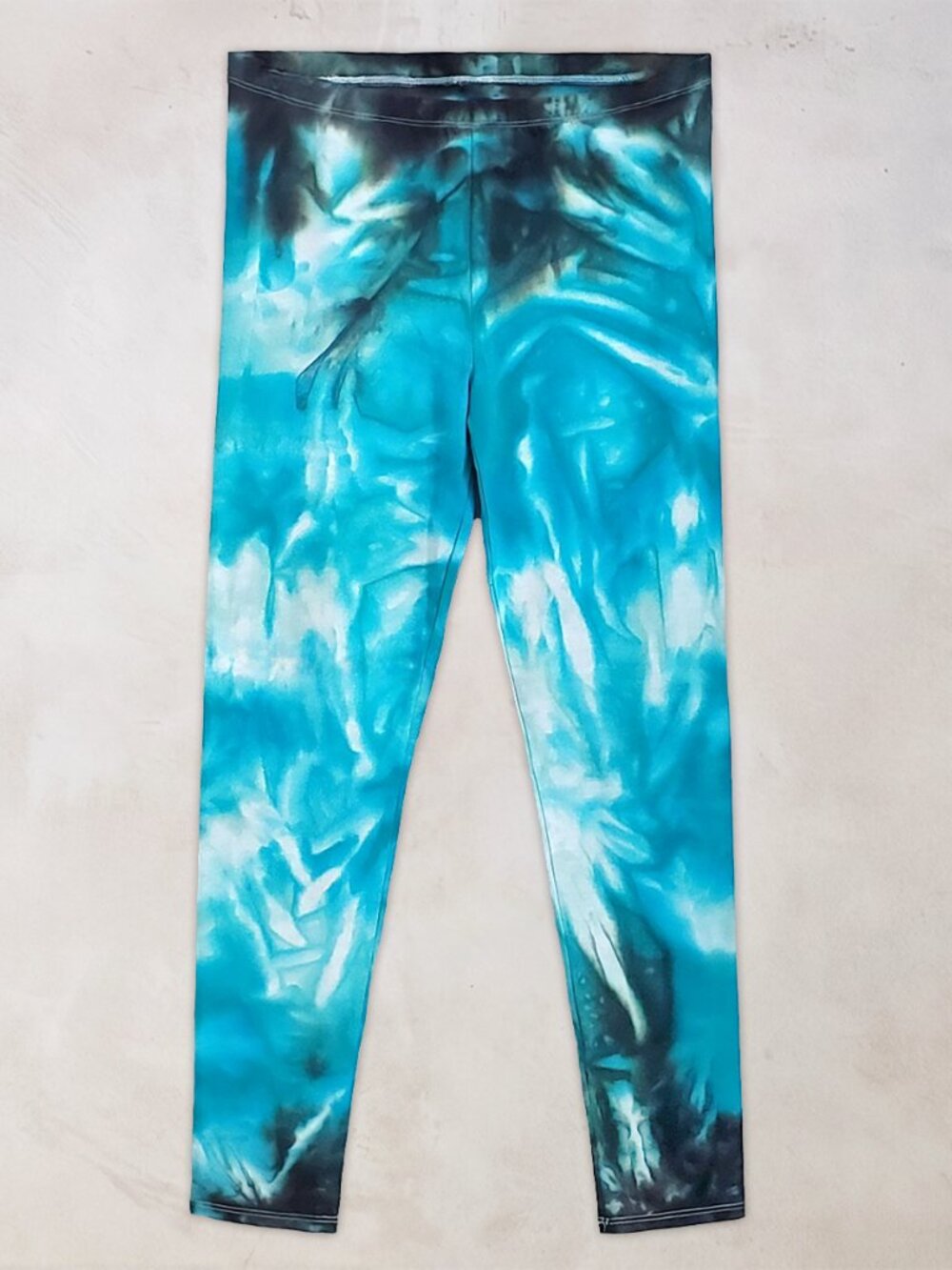 NEW Baja Tie Dye Leggings in Aqua Blue Cotton Yoga Pants by Akasha Sun